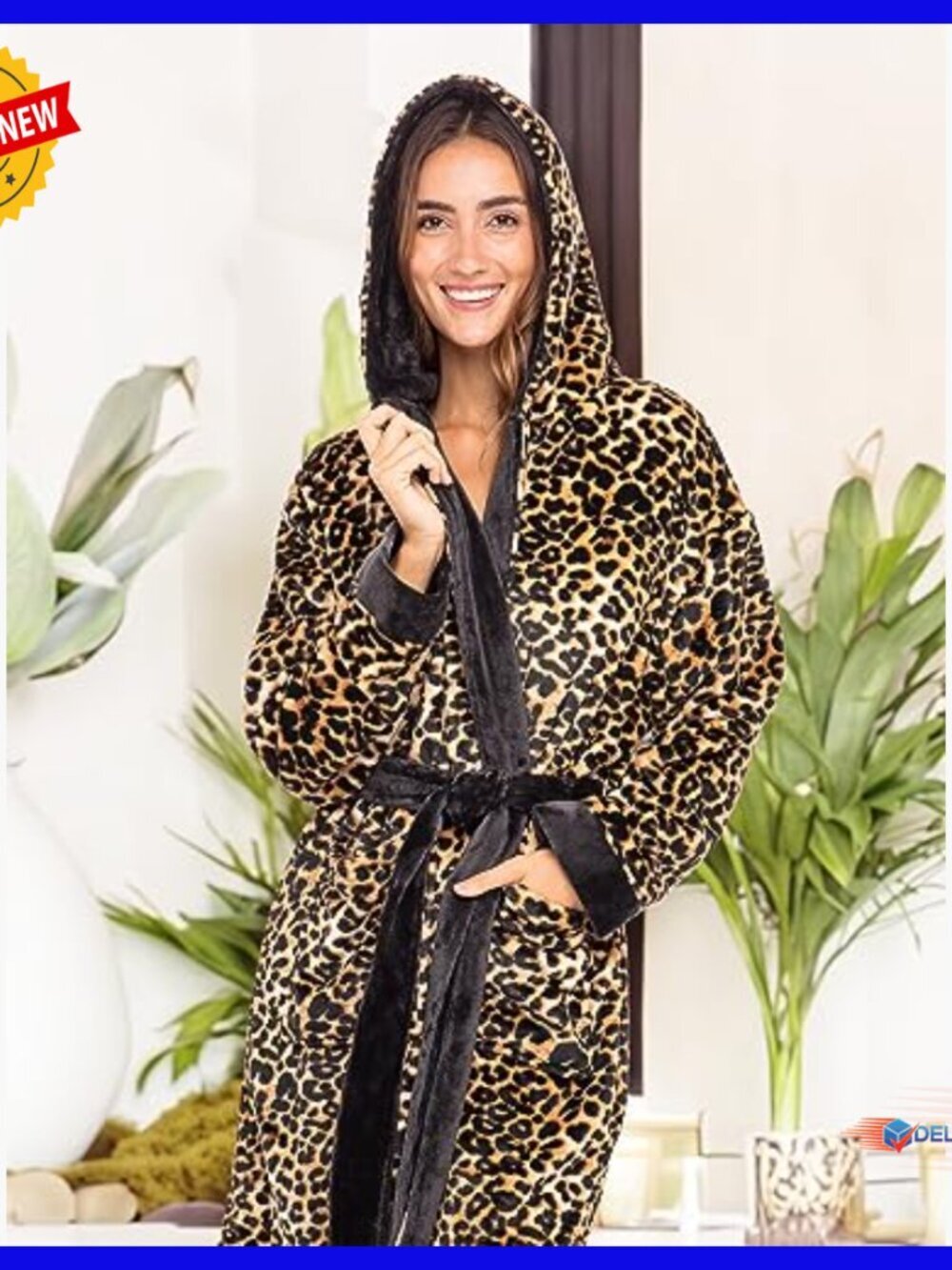 Plush Fleece Robe Women's Long Hooded Bathrobe Plus Size Winter - Picture 5 of 6